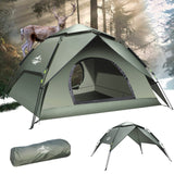 Campingtent, automatische instant tent, 2-3 personen, pop-up tent, dubbellaags, waterdicht en winddicht, ultralichte koepeltent, uv-bescherming, eenvoudige installatie voor trekking, gezinnen, rugzakreizen