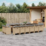 JUDYY Terras-3210708 Tuinmeubelset, 17-delig, met kussens, beige, polyrotan-mix, outdoor-lunchset, tuinterset, eettafelset op terras