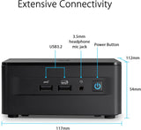 ASUS NUC 13 Pro Barebone Desktop-PC (Intel Core i3-1315U, Intel UHD Graphics, geen geheugen, geen geheugen, geen besturingssysteem, incl. stroomkabel)