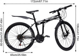 Ethedeal 26 inch Fully Mountainbike, opvouwbare bike-gids, premium mountainbike, schijfremmen, 21 versnellingen, MTB-fiets, schijfrem, vouwfiets met dubbel schokdempingsframe