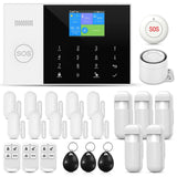 PGST Draadloos huisalarm, GSM WIFI draadloos huisalarm, 1 inbraakalarm voor thuis met sirene, 10 deur- en raamsensoren, 3 afstandsbedieningen, compatibel met Alexa en Google Assistant