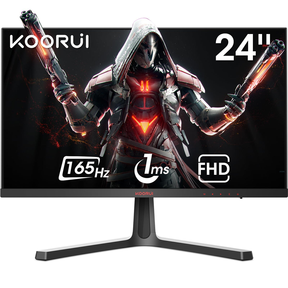 KOORUI Monitor 24 Inch, Full-HD Gaming Monitor PC Scherm VA 1ms 165Hz Monitor, DCI-P3 85%, AdaptiveSync Technologie, 2 x HDMI, DisplayPort, Verstelbare Tilt, Zwart