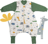 schlummersack Babyslaapzak met voeten, zomer, 1 TOG, slaapzak met benen en verlengde manchetten, slaapzak voor baby's, zomer, lente, met mouwen