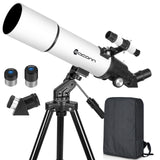 Telescopen voor volwassenen Astronomie, 80 mm diafragma 600 mm refractortelescoop voor kinderen en beginners, compacte en draagbare reistelescoop met rugzak