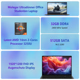 16 inch laptop met verlicht toetsenbord, 1920 x 1200 FHD IPS-display, 32 GB RAM, 512 GB SSD, AMD Ryzen3 3250U, 1MP webcam, wifi, BT, HDMI, USB, Type-C, vingerafdruk, numpad, voor business en