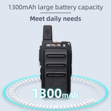 Retevis RT619 Walkie Talkie met Headset PMR446 Licentievrij 16 Kanalen VOX Squelch 1300 mAh Oplaadbare CTCSS/DCS VOX 2 Way Radio Micro USB-Oplaadkabel (5 Paar, Zwart)