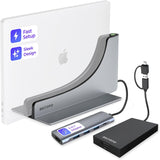 Ascrono Verticale Docking Station Perfect voor MacBook Pro 14 (2021-23, incl. M3 Base/Pro/Max) met dubbele 4K HDMI-adapters voor M3 Base - Geniet van 2 Thunderbolt-4 USB-C-poorten Sluit naadloos twee