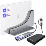 Ascrono Verticale Docking Station Perfect voor MacBook Pro 14 (2021-23, incl. M3 Base/Pro/Max) met dubbele 4K HDMI-adapters voor M3 Base - Geniet van 2 Thunderbolt-4 USB-C-poorten Sluit naadloos twee