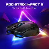 ASUS Optische gaming-muis Strix Impact II, 6200 dpi sensor, 220 IPS, beide handen en ergonomische muis met kabel, Aura Sync RGB, muisschakelaar geconfigureerd/vervangbaar