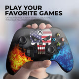 DreamController Americcan Warrior Skull Custom X-box Controller Draadloos compatibel met X-box One/X-box Series X/S Trots aangepast in de VS met permanente HYDRODIP Print (NIET ALLEEN EEN HUID)