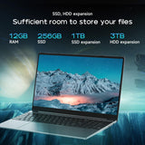 ALLDOCUBE GTBook 15 Laptop, 15,6 inch FHD IPS 1920 x 1080, Intel Celeron N5100, 12GB RAM, 256GB SSD, 2.4+5GHz WiFi, BT 5.0, Type C, USB 3.0, HDMI, Windows 11, grijs