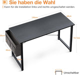 ODK Bureau, pc-tafel, computertafel met opbergtas, klein bureau, kantoortafel voor thuis, kantoor, school, stabiele laptoptafel, werktafel (zwart, 100 x 48 x 74 cm)