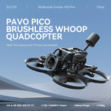 BETAFPV Pavo Pico ELRS Ultralichte Whoop Quadcopter 2S Cinewhoop met HD VTX ondersteuning, F4 2-3S 20A AIO, 1102 14000 KV motor voor DJI O3 VTX voor indoor en indoor cruise