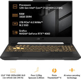 ASUS TUF F15 FX507ZV4, Gaming-notebook, 39,6 cm (15,6 inch), anti-glare, 144 Hz, Intel Core 12ma Gen i7-12700H, RAM 16GB, 1TB SSD PCIE, grafische NVIDIA GeForce RTX 4060 8 GB GDDR6, Windows 11 Home,