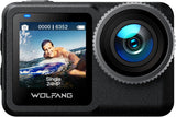 WOLFANG Actiecamera GA440 5K30FPS 24 MP, 40 m waterdichte onderwatercamera met 12 m waterdichte onbeschermde, 2,2 inch touchscreen, 5G wifi, EIS, interne 1650mAh batterij en 64 GB opslag,