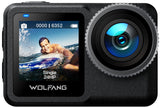 WOLFANG Actiecamera GA440 5K30FPS 24 MP, 40 m waterdichte onderwatercamera met 12 m waterdichte onbeschermde, 2,2 inch touchscreen, 5G wifi, EIS, interne 1650mAh batterij en 64 GB opslag,