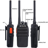 Retevis RT24 Professionele Portofoon PMR446 Vergunningsvrije 16 Kanalen CTCSS/DCS VOX Oplaadbare Walkie Talkies met Headset en USB-laadstation (3 Paar, Zwart)