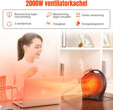 Instaheat Elektrische ventilatorkachel, energiebesparend, met thermostaat, 2000 W, draagbare elektrische verwarming met 3 warmtestanden, voor woonkamer, slaapkamer, kantoor