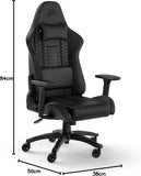 Corsair TC100 Relaxed Gamingstoel, leer, op racen geïnspireerd design, lendenkussen, afneembaar nekkussen van traagschuim, verstelbare armleuningen, zwart