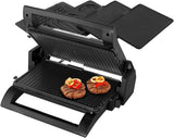 Princess 112536 Multigrill 4-in-1, sandwich-, contact-, tafelgrill- en wafelijzer, vervangbare platen, roestvrij staal, antiaanbaklaag, zwart/zilver, 1500 watt