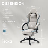 Dowinx Gamingstoel met pocketveringkussen, massagegamingstoel met voetensteun, ergonomische racing-gamerstoel, belastbaar tot 150 kg, Grijs