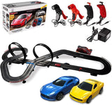 Race Car Track Set Electric Racing Tracks Toy-Electric 2 in 1 with 2 Race Cars 4 Hand Controllers 2 Ferris Wheel (360 Degree Rotation) Gift Flexible Toys