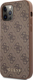 GUESS GUHCP12MG4GFBR hoes voor iPhone 12/12 Pro 6,1" bruin hard case 4G Metal Gold Logo