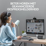 Logitech Zone Wireless 2 Premium ruisonderdrukkende headset met hybride ANC, Bluetooth, USB-C, USB-A, gecertificeerd voor Zoom, Google Meet, Google Voice, Fast Pair, grafiet