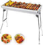 AGM Houtskoolbarbecue, campinggrill, houtskool, opvouwbare grill, draagbare grill, voor camping, tuin, picknick, feest, 73 x 33 x 71 cm, voor 5-10 personen