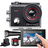 AKASO Actie Camera 4K/30FPS 20MP, Action Camera wifi, 40M onderwatercamera, waterdicht, ultra HD touchscreen, instelbaar, groothoek, EIS met 2,4G afstandsbediening en 25 accessoires-EK7000 Pro