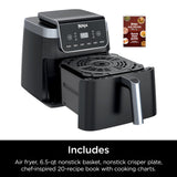 Ninja Air Fryer Pro XL 6-in-1 met 6,5 QT-capaciteit, max knapperig, luchtbakken, luchtbraden, bakken, opwarmen, drogen, Max Crisp-technologie met 450F, anti-aanbakmand en knapperige plaat, grijs,