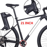 LJVJSOCY 21 inch fiets, aluminiumlegering mountainbike, 10 versnellingen voor en achter snelkoppeling, landfiets, geschikt voor transport en avontuur