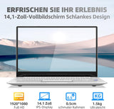 Auusda 14,1 inch Full HD Windows 11 laptop, 8 GB LPDDR4 en 256 GB SSD, uitbreidbaar 2 TB, All Matal Notebook, Intel 3867U Quad-Core, 4K, WiFi, BT4.2, backlit toetsenbord vingerafdruk