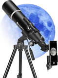 Telescopen voor volwassenen astronomie, 80 mm diafragma 600 mm refractortelescoop voor beginners, compacte en draagbare reistelescoop met rugzak