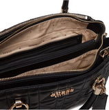 GUESS Assia High Society Satchel voor dames, top handgrepen, zwart, één maat, Zwart, Eén maat