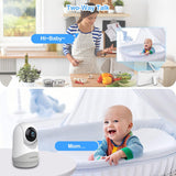 HelloBaby Monitor met camera en audio, 5 '' groot scherm met 3500 mAh batterij, externe Pan-Tilt-Zoom-camera, tweerichtingsgesprek, ECO-modus, auto-nachtzicht, bereik tot 900 voet en geen wifi