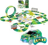 DIY Dinosaurus Racebanen Speelgoed Set (343 stuks) Race Track Auto Set Flexibele Met 1 Raceauto's en 6 Dinosaurus Speelgoed Kerstmis Verjaardag Geschenk