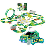 DIY Dinosaurus Racebanen Speelgoed Set (343 stuks) Race Track Auto Set Flexibele Met 1 Raceauto's en 6 Dinosaurus Speelgoed Kerstmis Verjaardag Geschenk