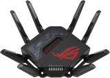 ASUS ROG Rapture GT-BE98 Quad-band WiFi 7 Gaming Router, Ondersteuning voor Nieuwe 320MHz Bandbreedte, 4096-QAM, MLO, Dual 10G Poorten, Backup WAN, Netwerkbeveiliging zonder Abonnementskosten, AiMesh