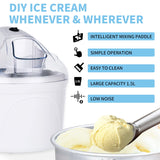 Professionele ijsmachine testwinnaar, softijsmachine voor thuis, yoghurtmaker en ijsmaker voor ijs, gelato en sorbet, 1,5 l ijscrème, wit, incl. recept (herbruikbaar)