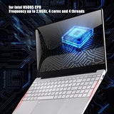 15,6-inch Laptop voor Window11 - Ultradunne 2K IPS-laptop voor Intel N5095 CPU 16G 2.4G + 5G WIFI-laptop met Vingerafdruk, Toetsenbord, Toetsenbordverlichting, 6000 Mah.