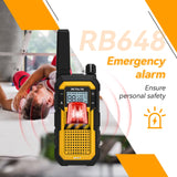 Retevis RB648 Walkie Talkie, IP67 Waterdichte Tweewegradio, Dubbele PTT, SOS-Vibratie, 2000mAh, Heavy-Duty Walkie-Talkie met Oortelefoon voor Bouwplaatsaannemers (4 Stuks, Geel)