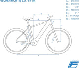 FISCHER E-Bike | MTB Montis 6.0i elektrische fiets, mat blauw, 51cm-504Wh