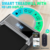 ORISYN Loopband voor thuis, wandelpad, compatibel met app, dubbele bediening via afstandsbediening of app, led-display, compacte loopband, bureau voor thuis en op kantoor