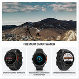 Garmin f?nix 8-47mm - AMOLED Multisport Smartwatch - 100+ sport-apps - LED Zaklamp - Microfoon en speaker - 10ATM Waterdicht - tot 16 dagen batterij - Donkergrijs/zwart