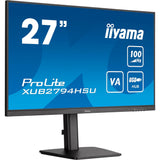 Iiyama Display 27, zwart, ultradun, VA 16:9, 1920 x 1080, 1 ms, 100 Hz, 250 cd/m², 1 x HDMI 1 x Displayport 2 x USB HUB HPs 15 cm, in hoogte verstelbare voet, TCO draaibaar