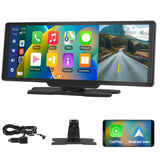 Podofo 10,26 inch draagbare autoradio met draadloos Apple Carplay Android autorecorder scherm, 7-32V touchscreen met stemassistent/Bluetooth/FM zender/AUX/TF kaart