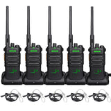 Retevis RT86 Walkie-talkie Lange Afstand, Professionele Tweewegradio met Oortelefoon, 2600 mAh Oplaadbaar, Draadloze Kopieer-walkie-talkies voor Volwassenen, voor Magazijnen (Zwart, 5 stuks)