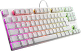 Sharkoon PureWriter RGB TKL Mechanisch Low Profile Toetsenbord (RGB-verlichting, blauwe schakelaars, platte toetsen, Tenkeyless, lichteffecten, verwijderbare USB-kabel) wit