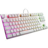 Sharkoon PureWriter RGB TKL Mechanisch Low Profile Toetsenbord (RGB-verlichting, blauwe schakelaars, platte toetsen, Tenkeyless, lichteffecten, verwijderbare USB-kabel) wit